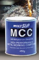 Molyslip MCC - 攻牙膏又名不锈钢攻牙膏、不锈钢攻丝膏。含极压添加剂，能在铰孔、攻牙、钻孔及其他重型金属切削工序中有效地发挥润滑作用，适用于所有金属，包括硬化钢铁、钛及镍合金。本产品显著地减低切削时的摩擦，有效地防止和降低温升，给予工件一个完美的切削效果，可直接用扫刷施涂在刀具或工件上。Molyslip 40004，Molyslip 40030